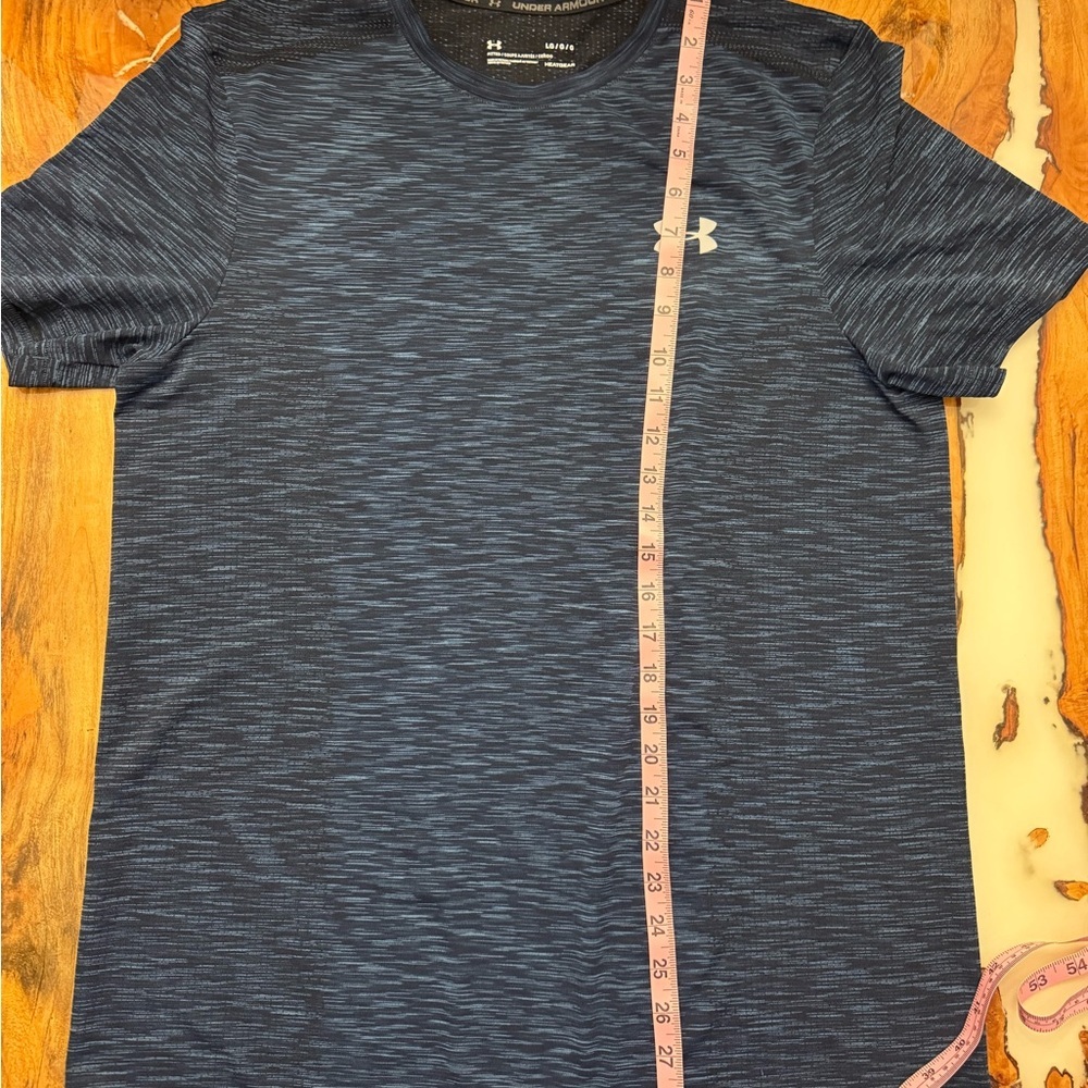 Under Armour HeatGear Fitted Athletic Shirt Mens Large Blue Training Tee - Picture 4 of 6